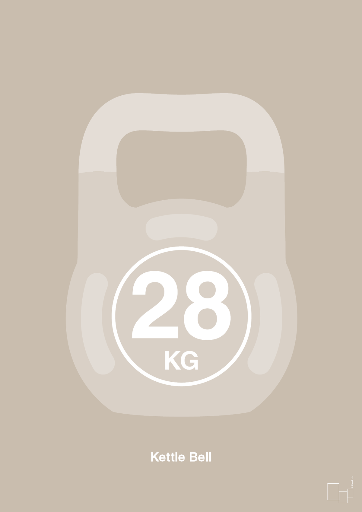 plakat: kettle bell 28 kg - creamy mushroom-Fitness-A1two3