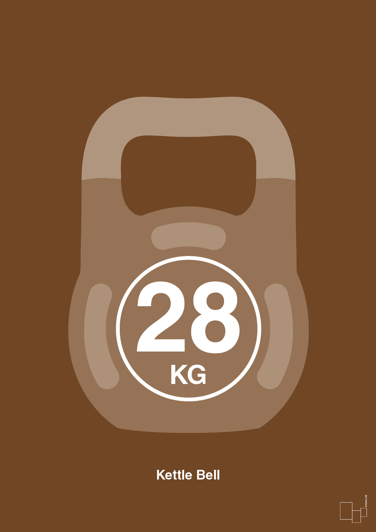 plakat: kettle bell 28 kg - dark brown-Fitness-A1two3