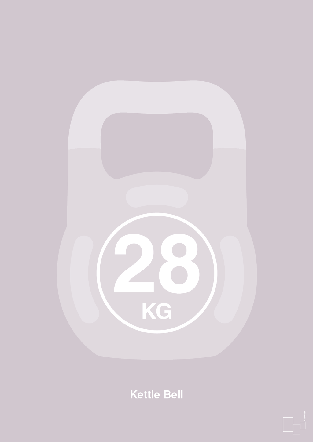 plakat: kettle bell 28 kg - dusty lilac-Fitness-A1two3