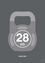 plakat: kettle bell 28 kg - graphic charcoal-Fitness-A1two3