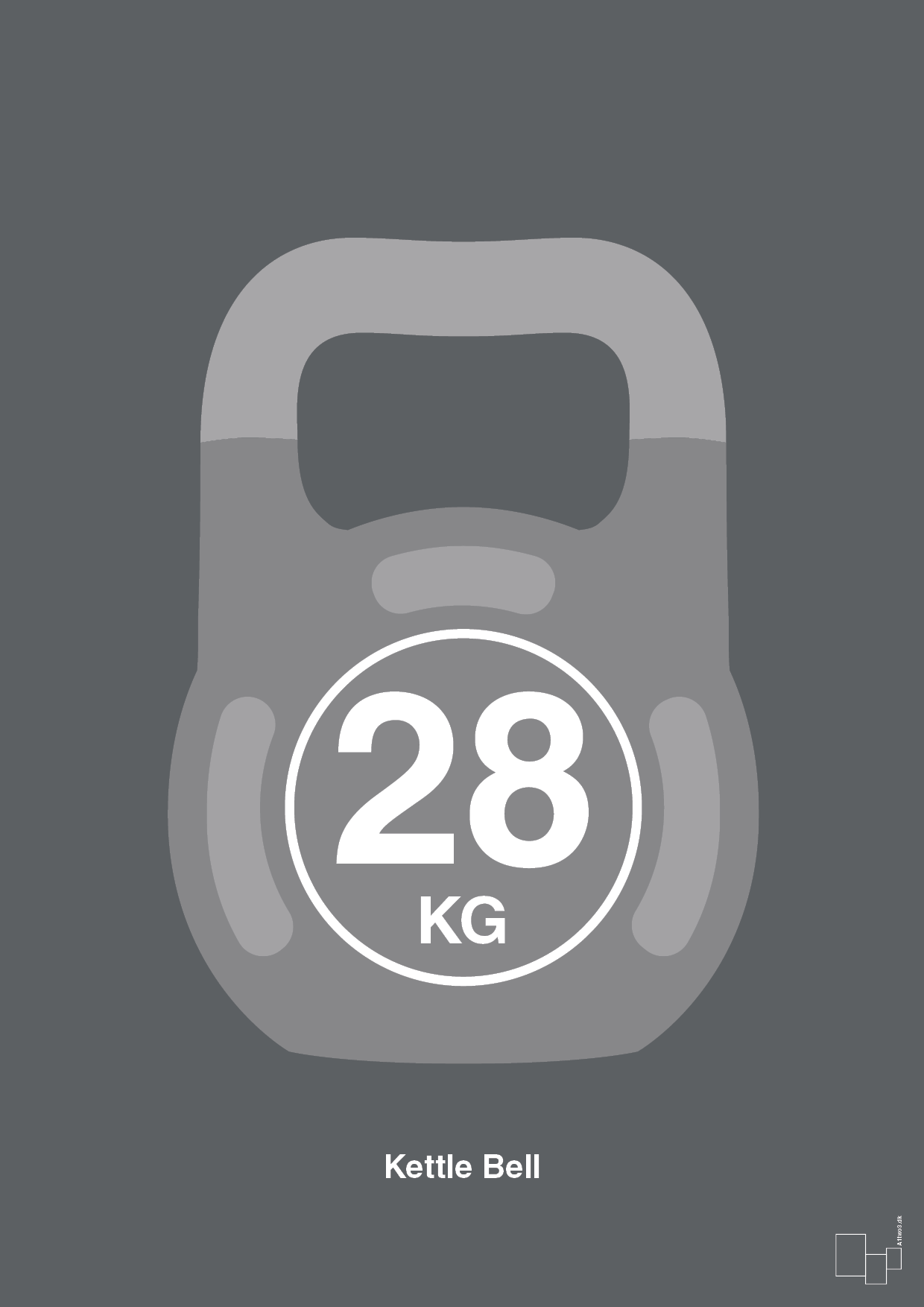 plakat: kettle bell 28 kg - graphic charcoal-Fitness-A1two3
