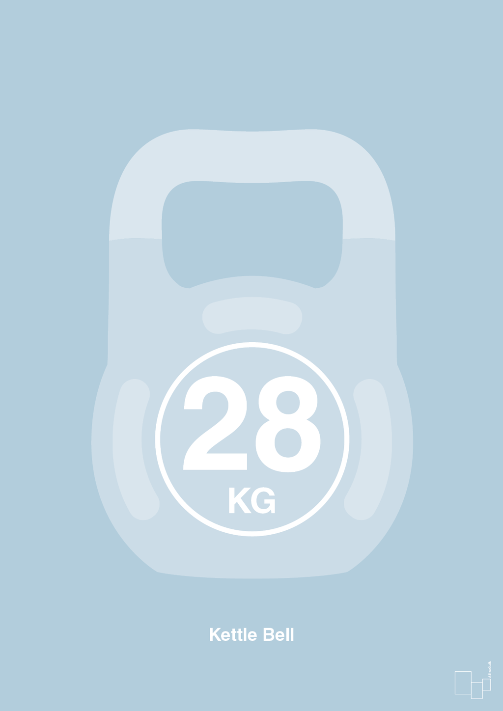plakat: kettle bell 28 kg - heavenly blue-Fitness-A1two3