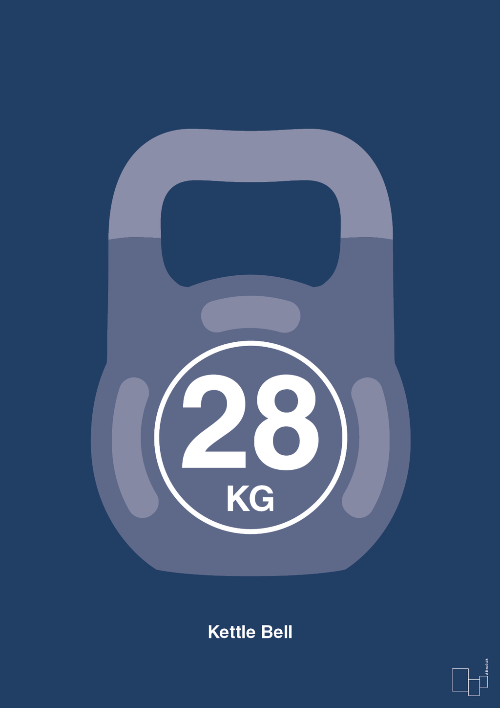 plakat: kettle bell 28 kg - lapis blue-Fitness-A1two3