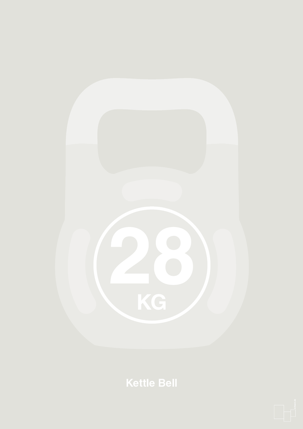 plakat: kettle bell 28 kg - painters white-Fitness-A1two3