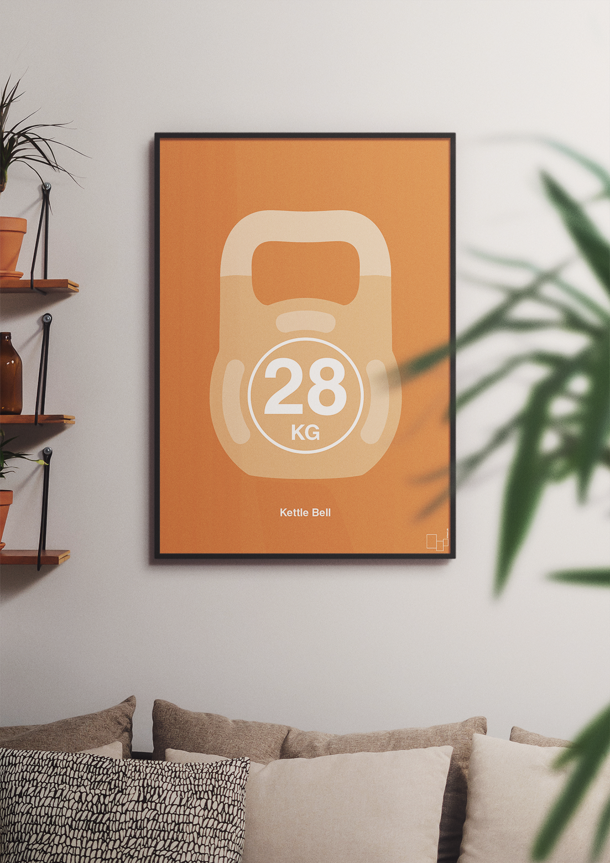 plakat: kettle bell 28 kg - graphic charcoal-Fitness-A1two3