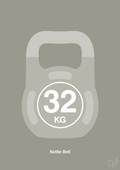 plakat: kettle bell 32 kg - battleship gray-Fitness-A1two3