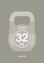 plakat: kettle bell 32 kg - battleship gray-Fitness-A1two3