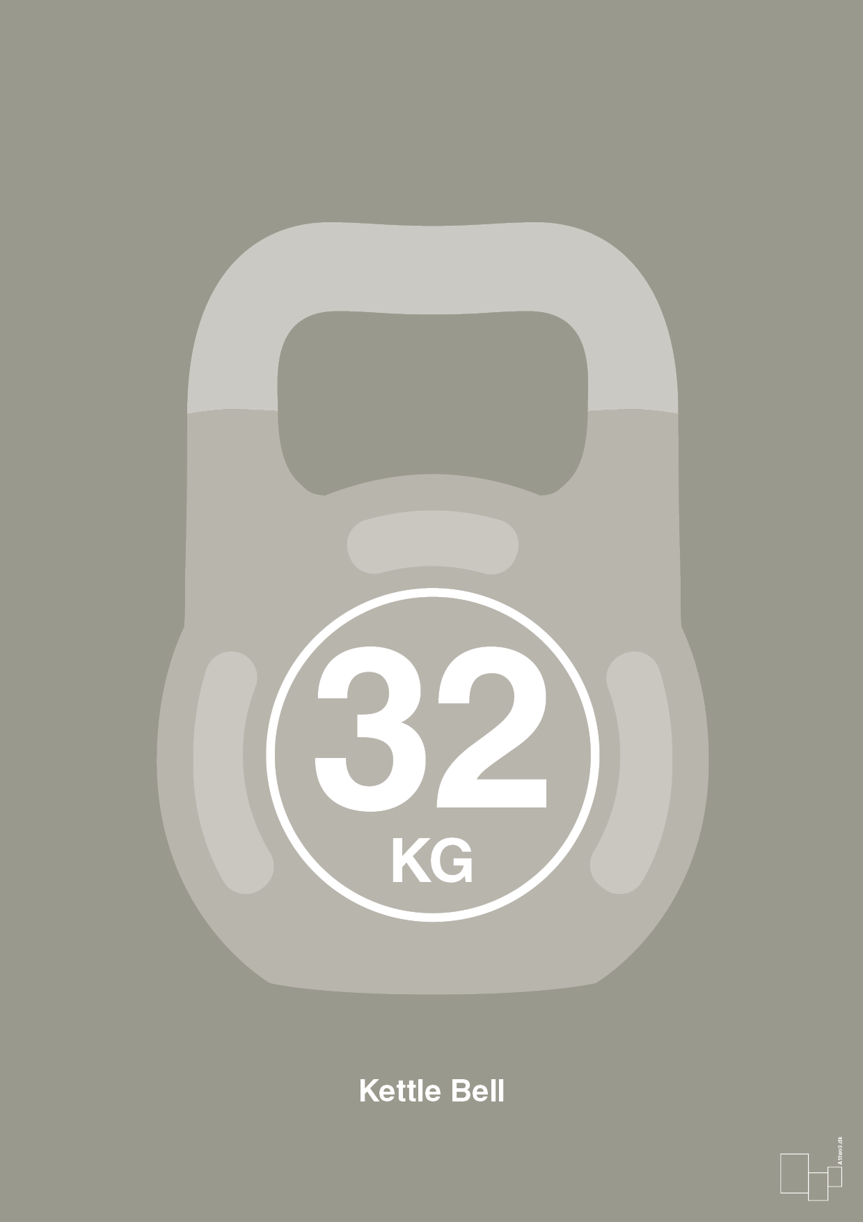 plakat: kettle bell 32 kg - battleship gray-Fitness-A1two3