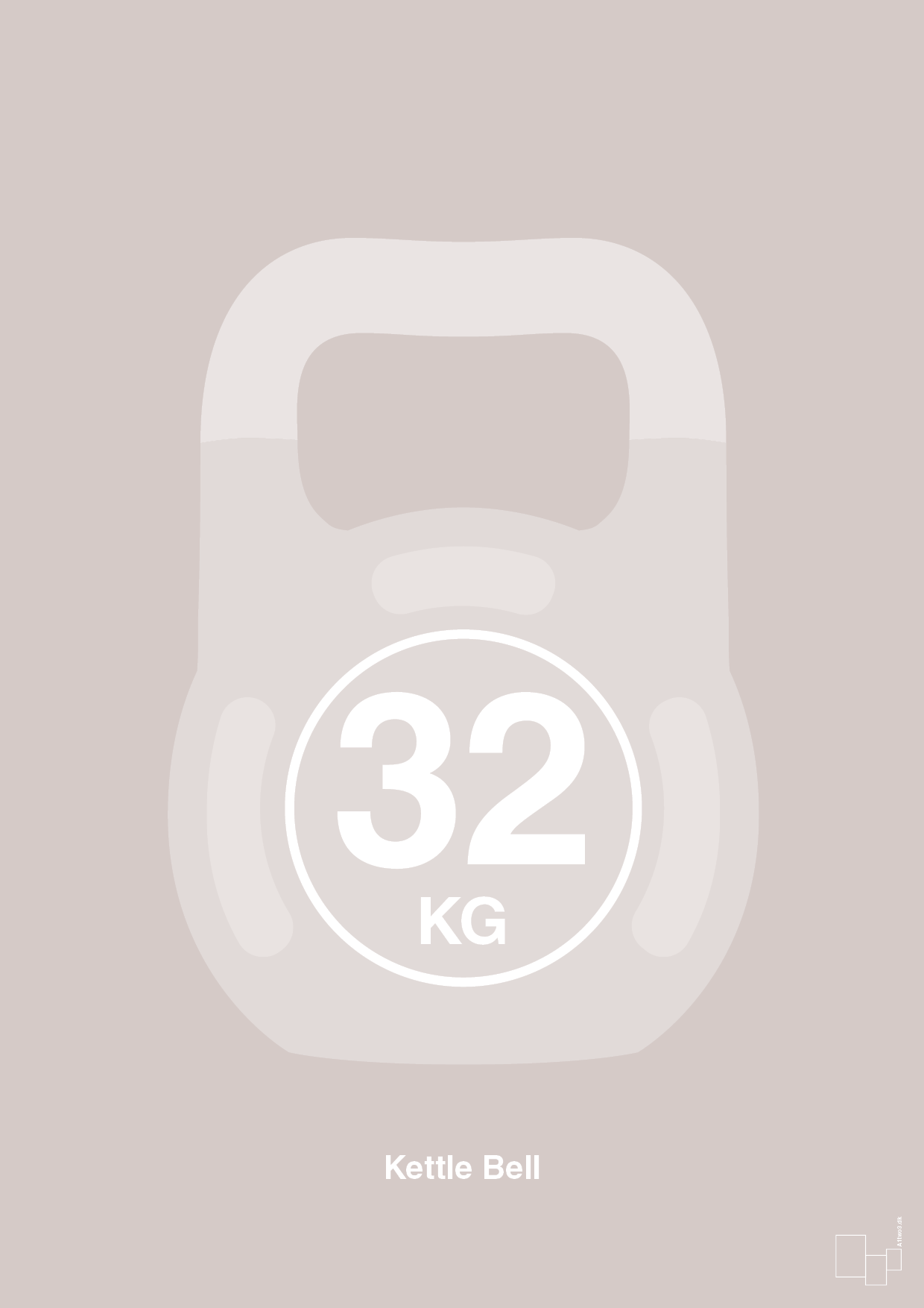 plakat: kettle bell 32 kg - broken beige-Fitness-A1two3