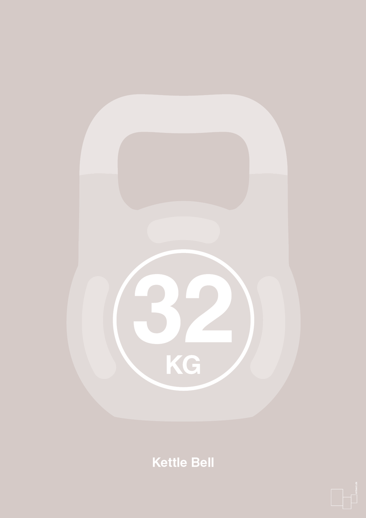 plakat: kettle bell 32 kg - broken beige-Fitness-A1two3