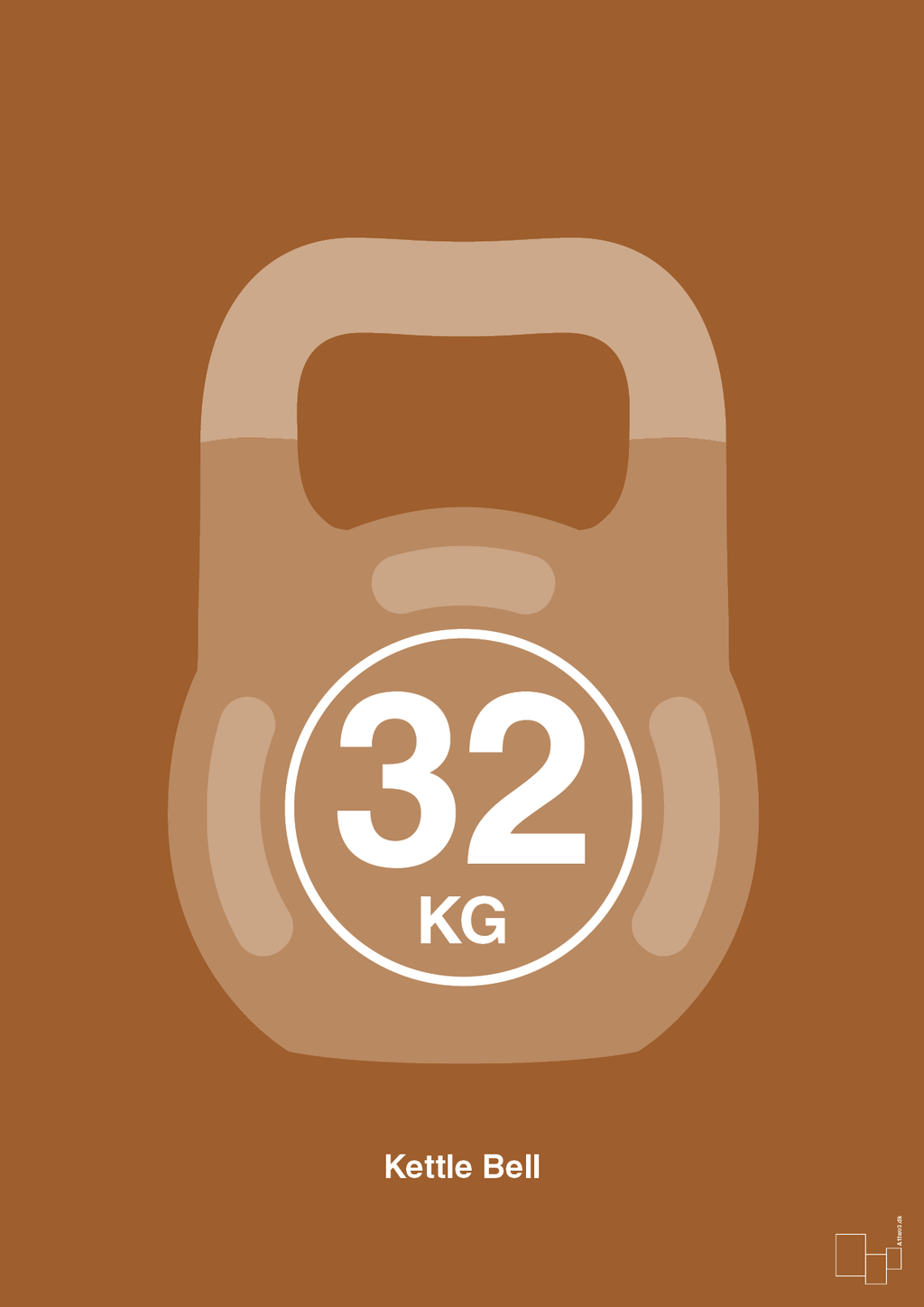 plakat: kettle bell 32 kg - cognac-Fitness-A1two3