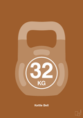plakat: kettle bell 32 kg - cognac-Fitness-A1two3