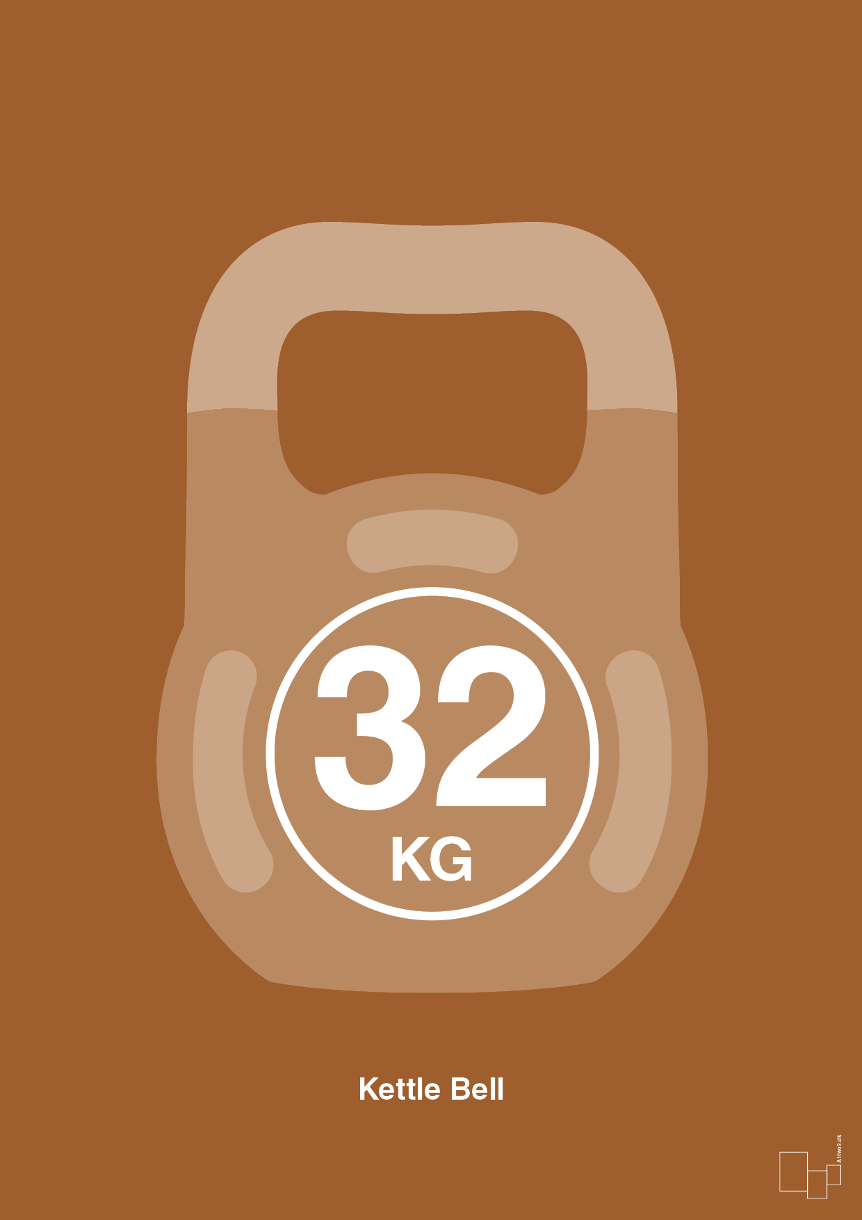 plakat: kettle bell 32 kg - cognac-Fitness-A1two3