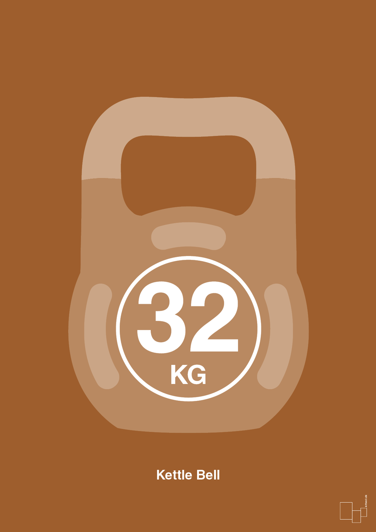 plakat: kettle bell 32 kg - cognac-Fitness-A1two3
