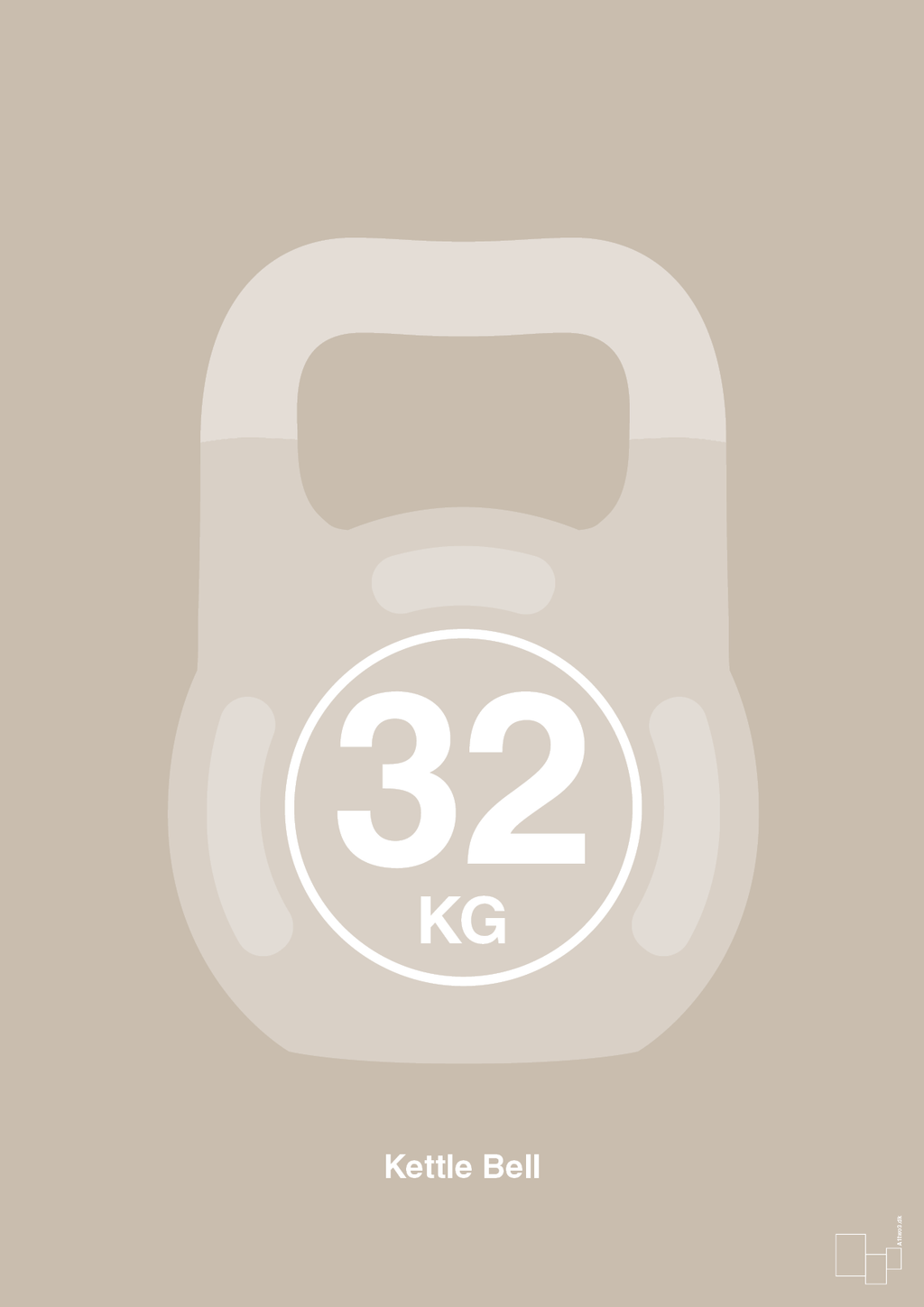 plakat: kettle bell 32 kg - creamy mushroom-Fitness-A1two3