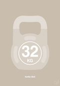 plakat: kettle bell 32 kg - creamy mushroom-Fitness-A1two3