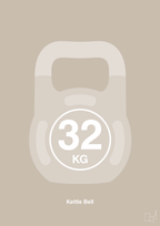 plakat: kettle bell 32 kg - creamy mushroom-Fitness-A1two3
