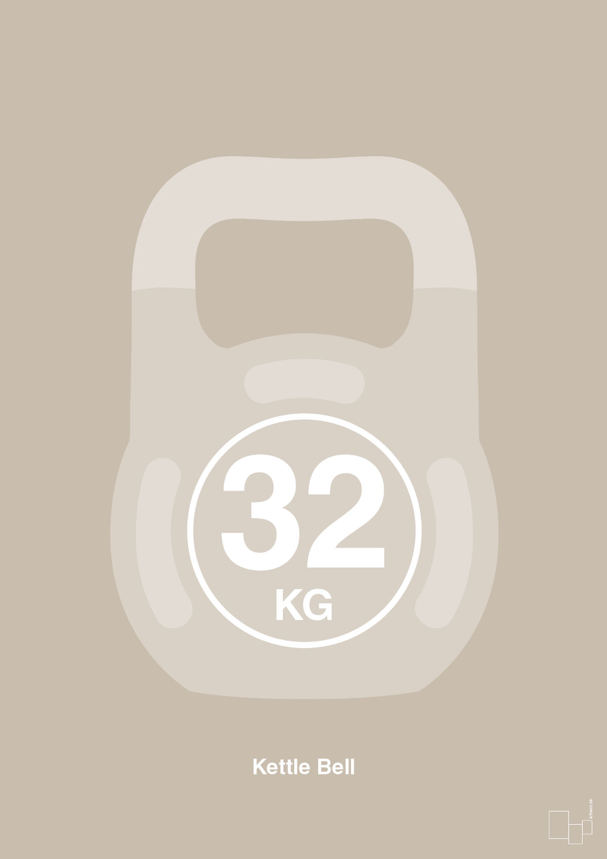 plakat: kettle bell 32 kg - creamy mushroom-Fitness-A1two3