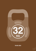 plakat: kettle bell 32 kg - dark brown-Fitness-A1two3