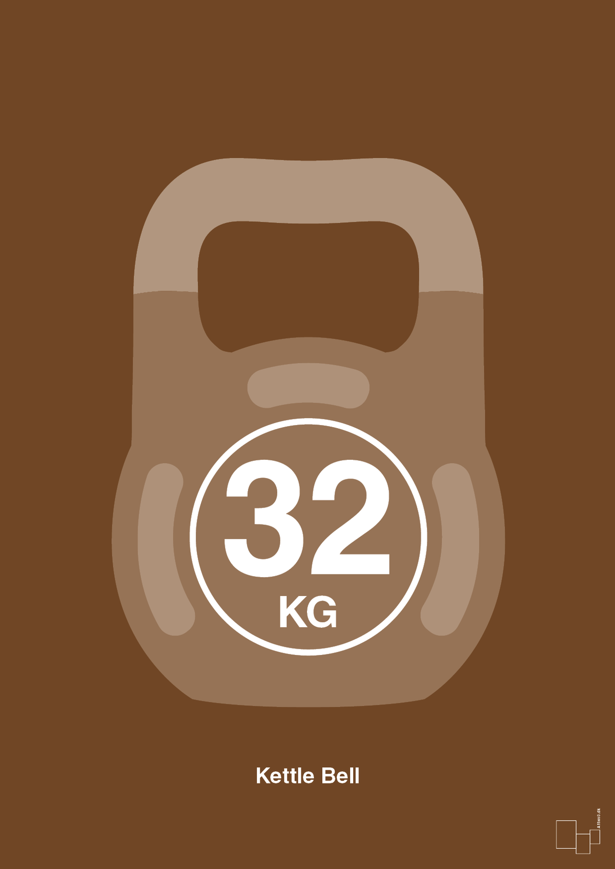 plakat: kettle bell 32 kg - dark brown-Fitness-A1two3
