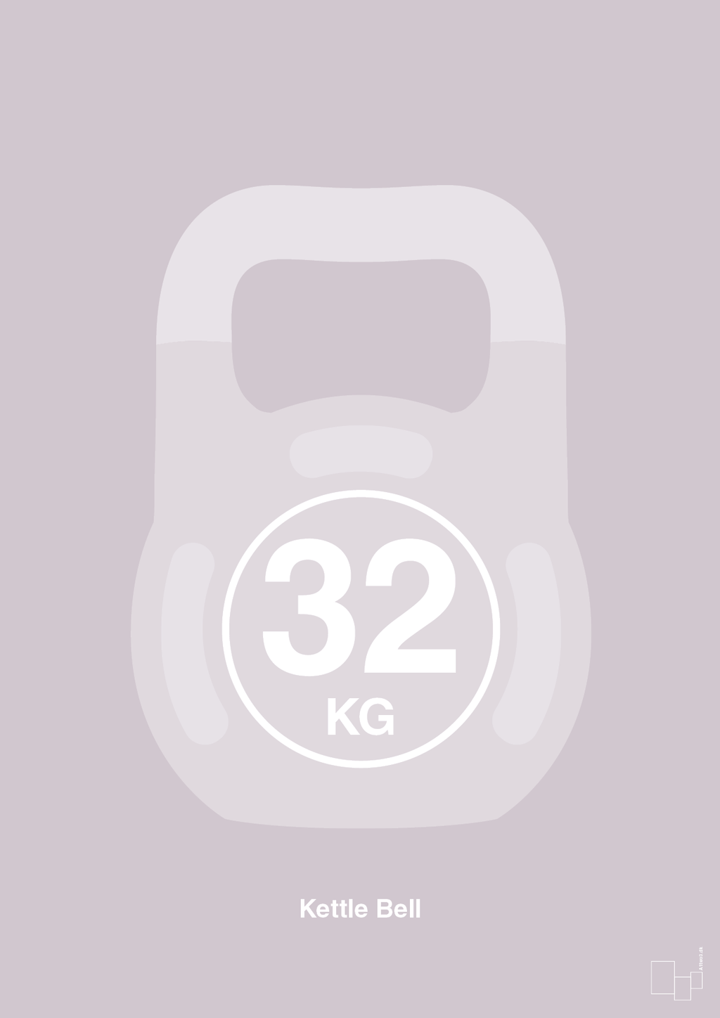 plakat: kettle bell 32 kg - dusty lilac-Fitness-A1two3