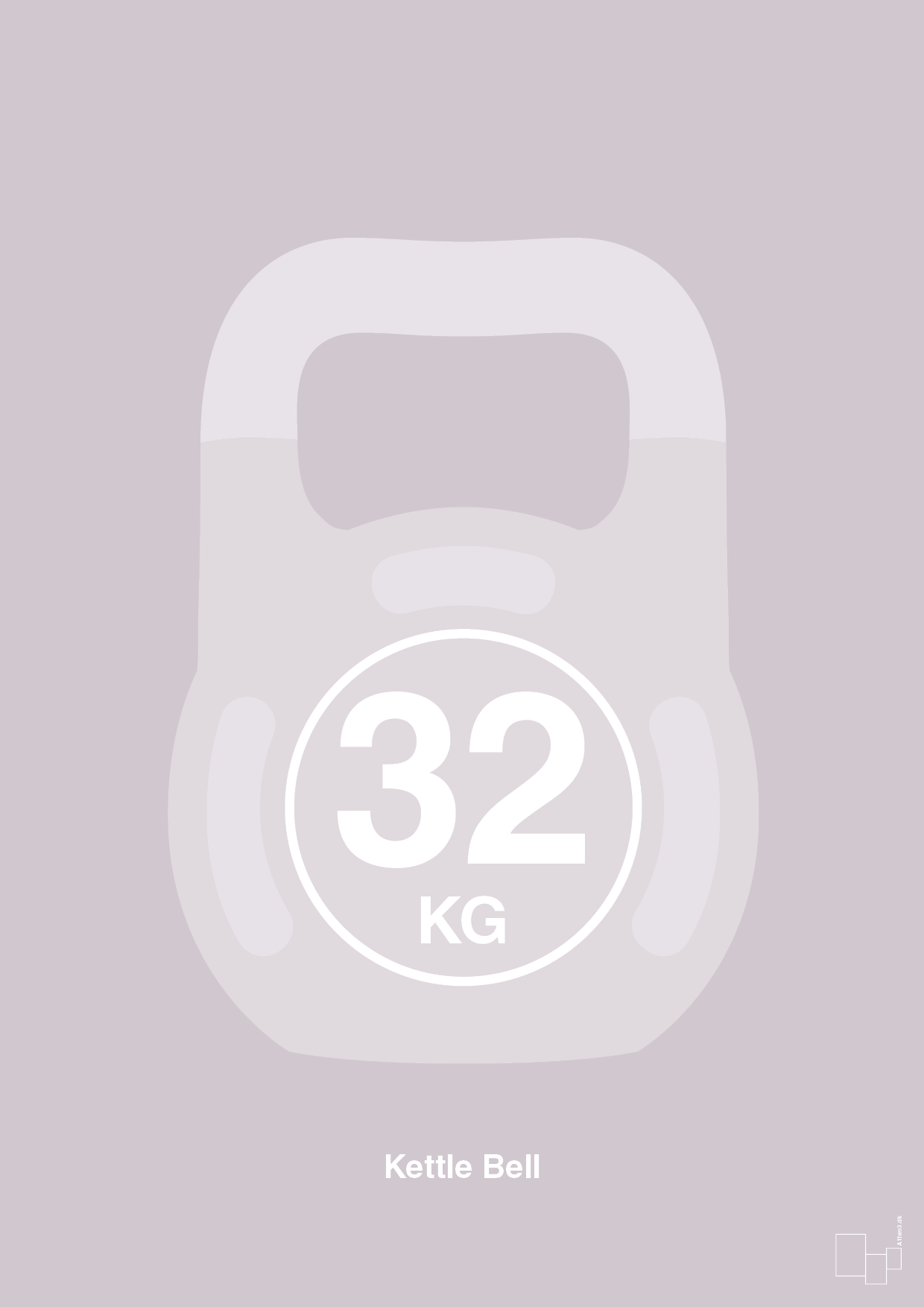 plakat: kettle bell 32 kg - dusty lilac-Fitness-A1two3