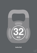 plakat: kettle bell 32 kg - graphic charcoal-Fitness-A1two3