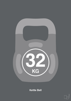 plakat: kettle bell 32 kg - graphic charcoal-Fitness-A1two3