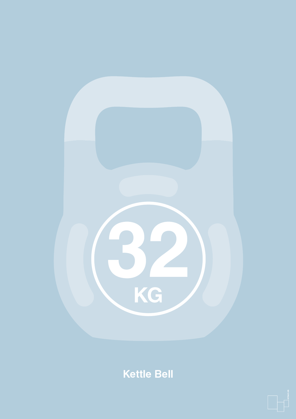 plakat: kettle bell 32 kg - heavenly blue-Fitness-A1two3