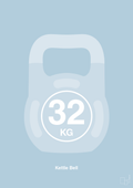 plakat: kettle bell 32 kg - heavenly blue-Fitness-A1two3