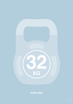 plakat: kettle bell 32 kg - heavenly blue-Fitness-A1two3