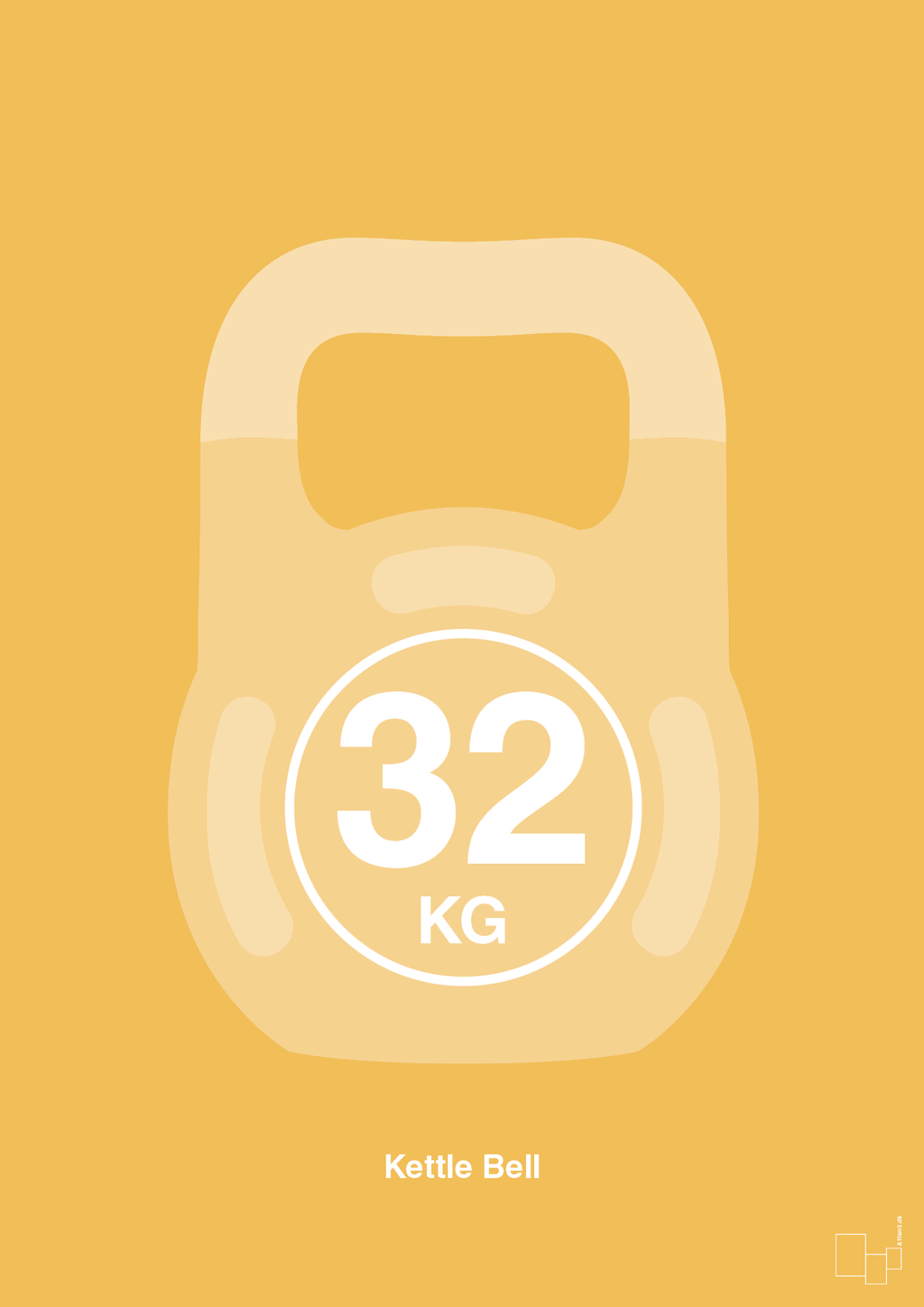 plakat: kettle bell 32 kg - honeycomb-Fitness-A1two3