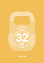plakat: kettle bell 32 kg - honeycomb-Fitness-A1two3