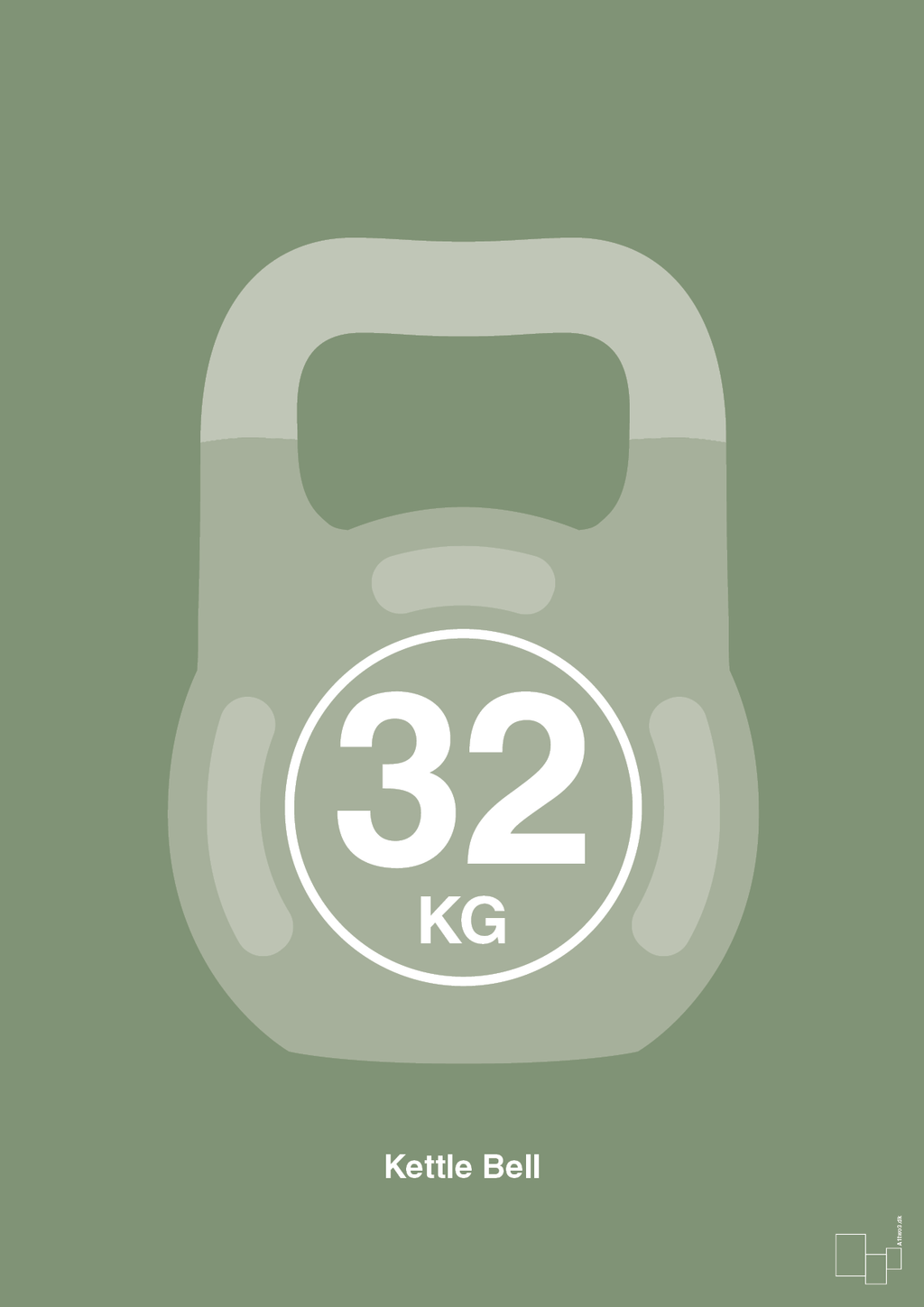 plakat: kettle bell 32 kg - jade-Fitness-A1two3