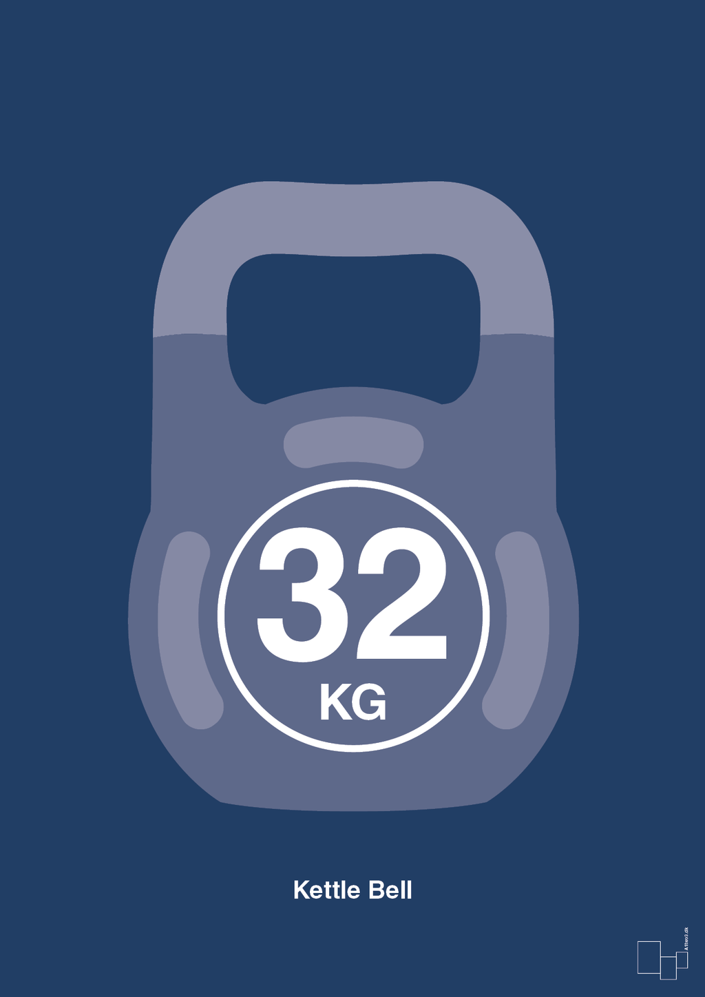 plakat: kettle bell 32 kg - lapis blue-Fitness-A1two3