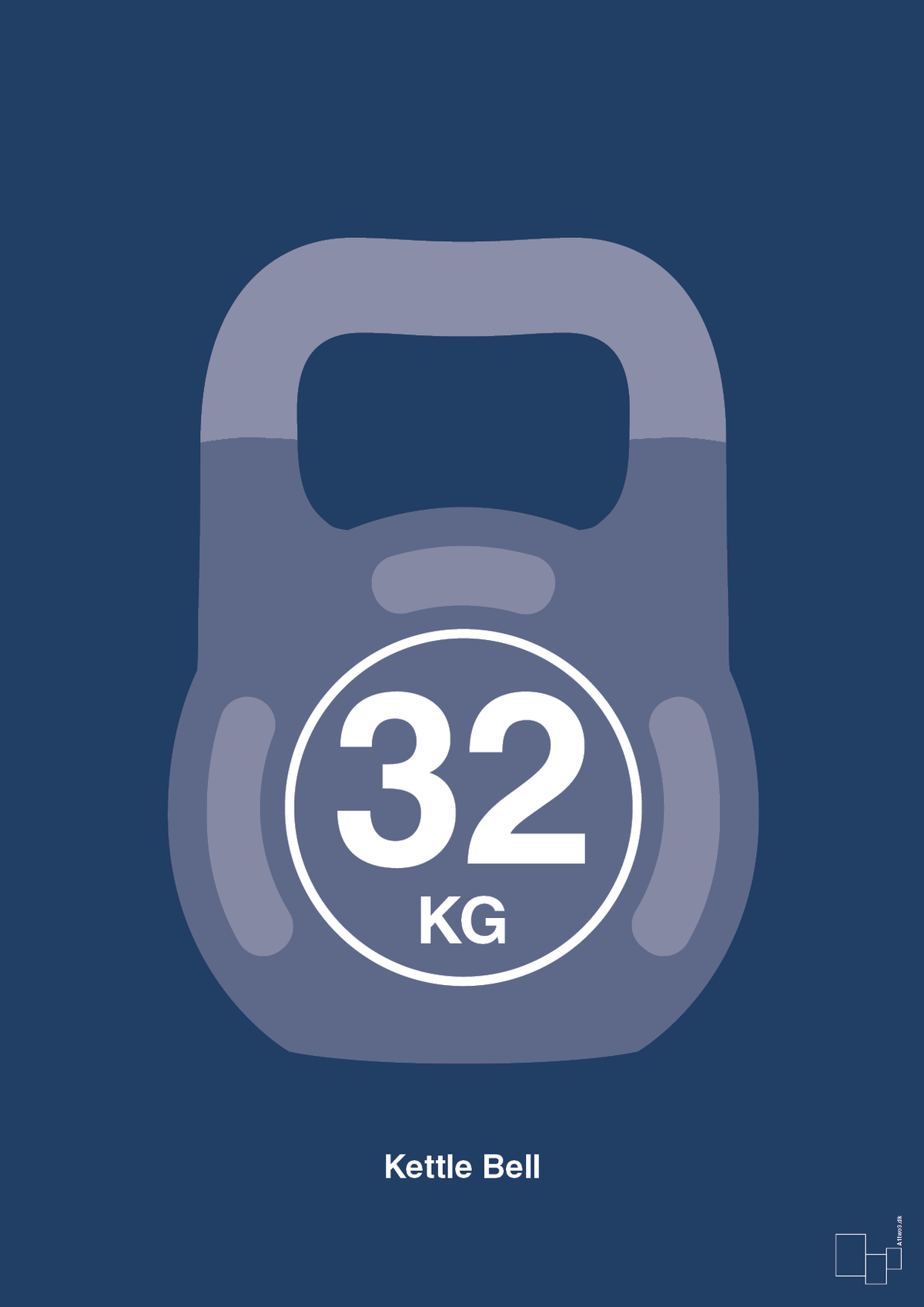 plakat: kettle bell 32 kg - lapis blue-Fitness-A1two3