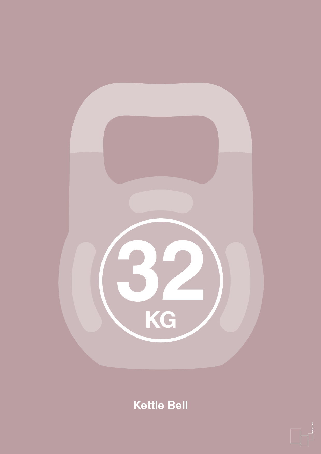 plakat: kettle bell 32 kg - light rose-Fitness-A1two3
