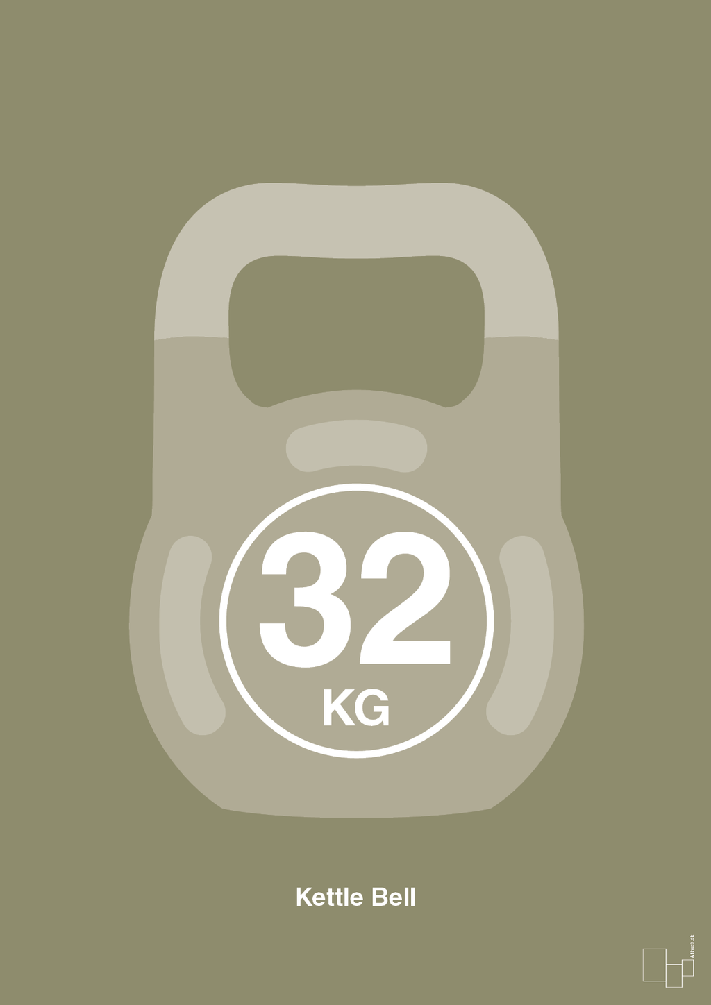 plakat: kettle bell 32 kg - misty forrest-Fitness-A1two3