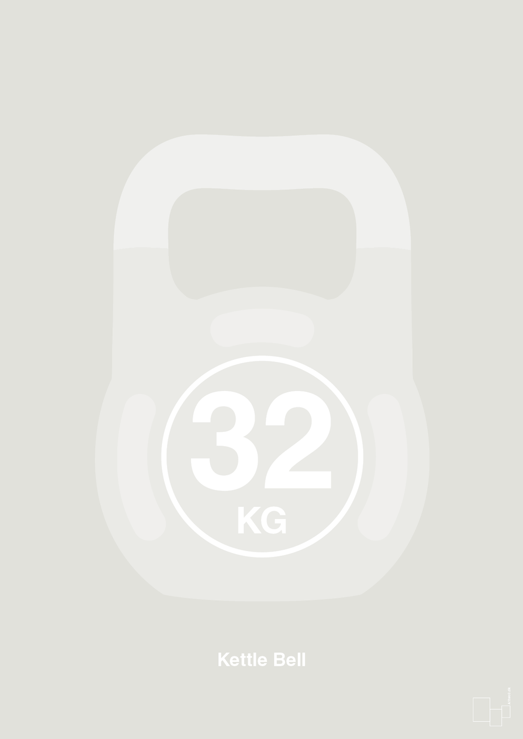 plakat: kettle bell 32 kg - painters white-Fitness-A1two3