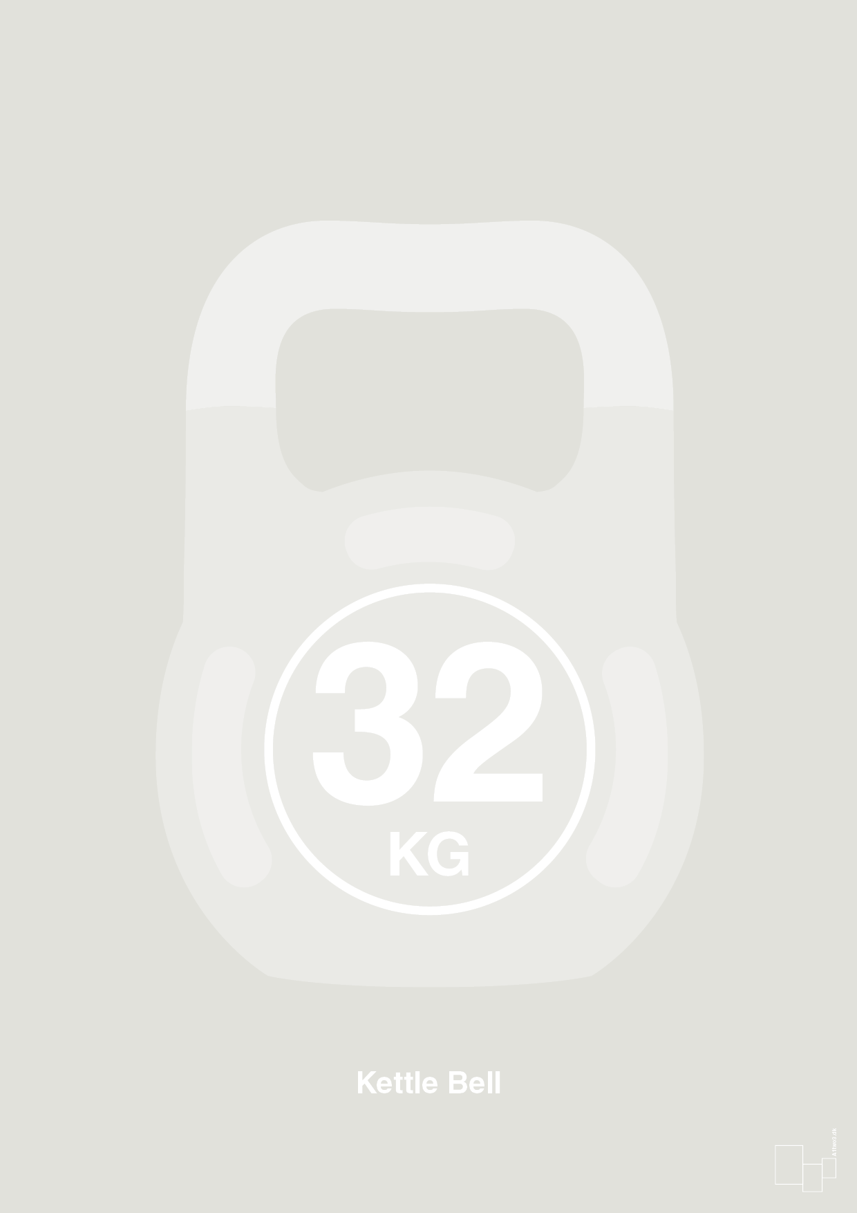 plakat: kettle bell 32 kg - painters white-Fitness-A1two3