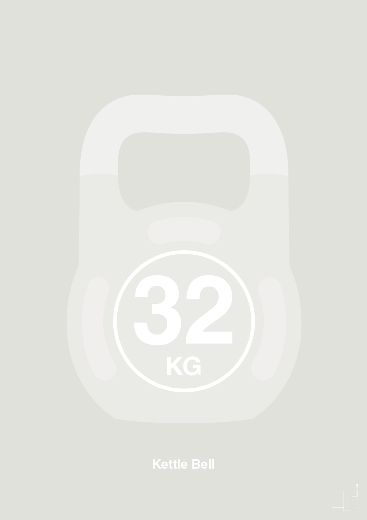 plakat: kettle bell 32 kg - painters white-Fitness-A1two3