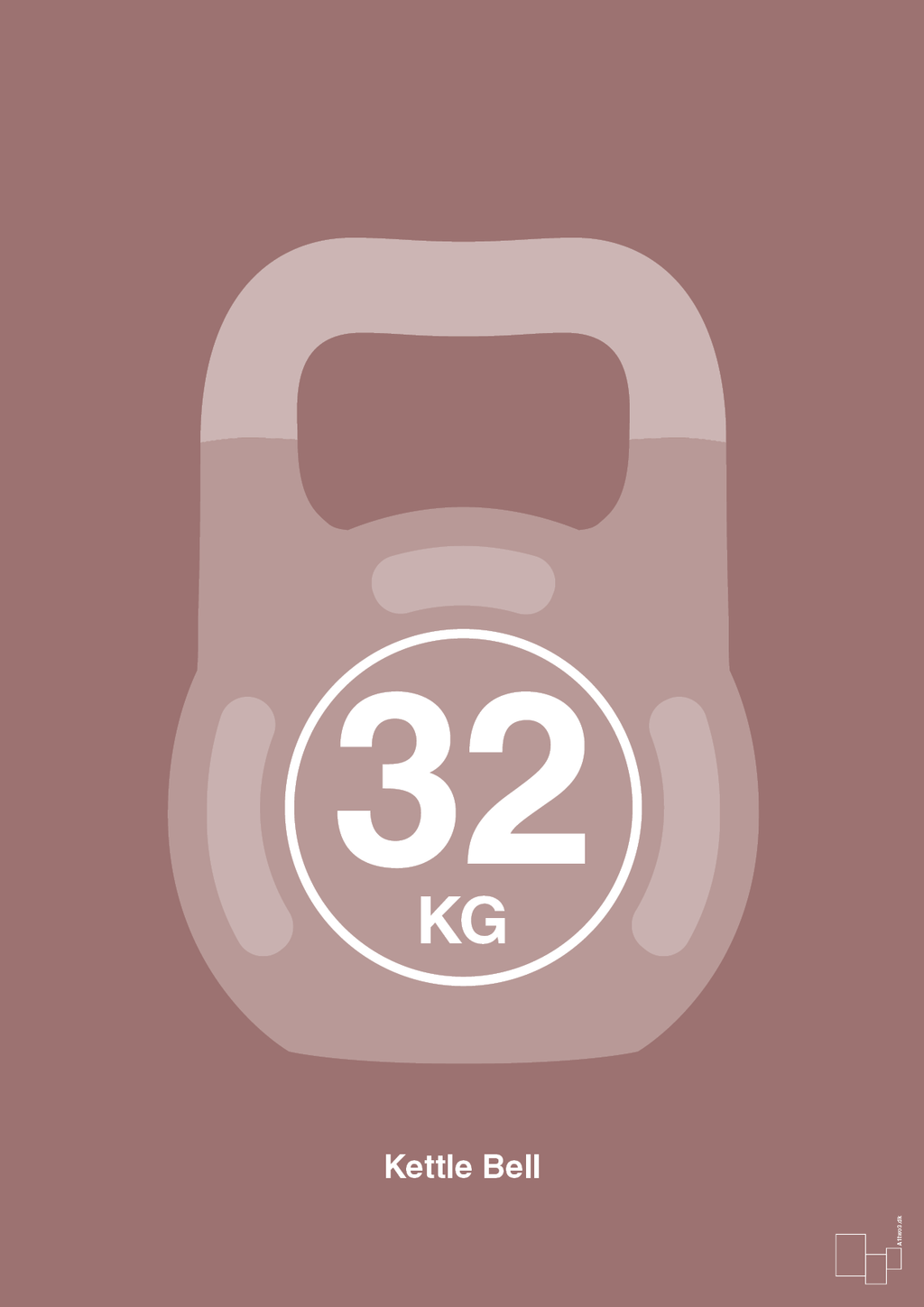 plakat: kettle bell 32 kg - plum-Fitness-A1two3