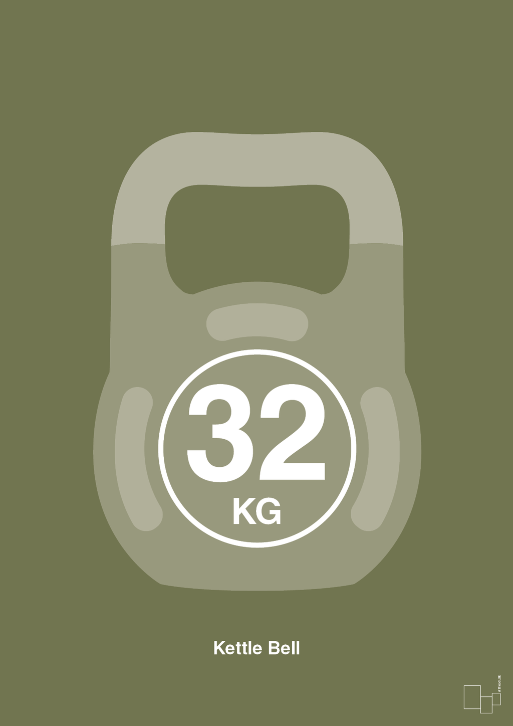 plakat: kettle bell 32 kg - secret meadow-Fitness-A1two3