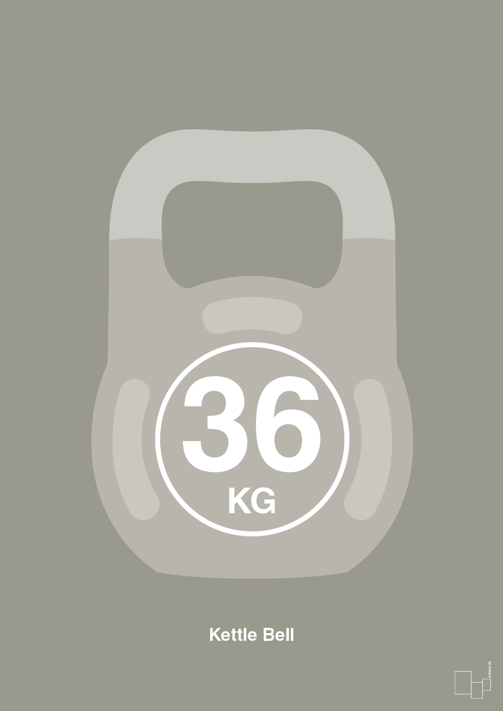 plakat: kettle bell 36 kg - battleship gray-Fitness-A1two3