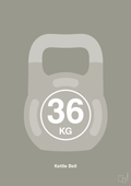 plakat: kettle bell 36 kg - battleship gray-Fitness-A1two3