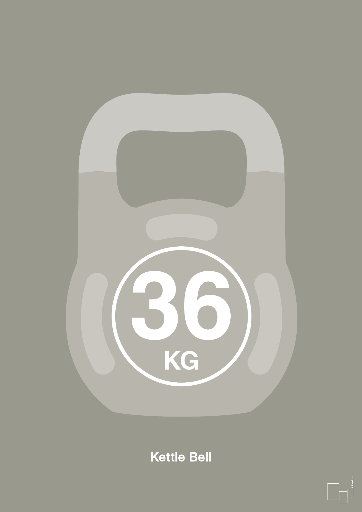 plakat: kettle bell 36 kg - battleship gray-Fitness-A1two3