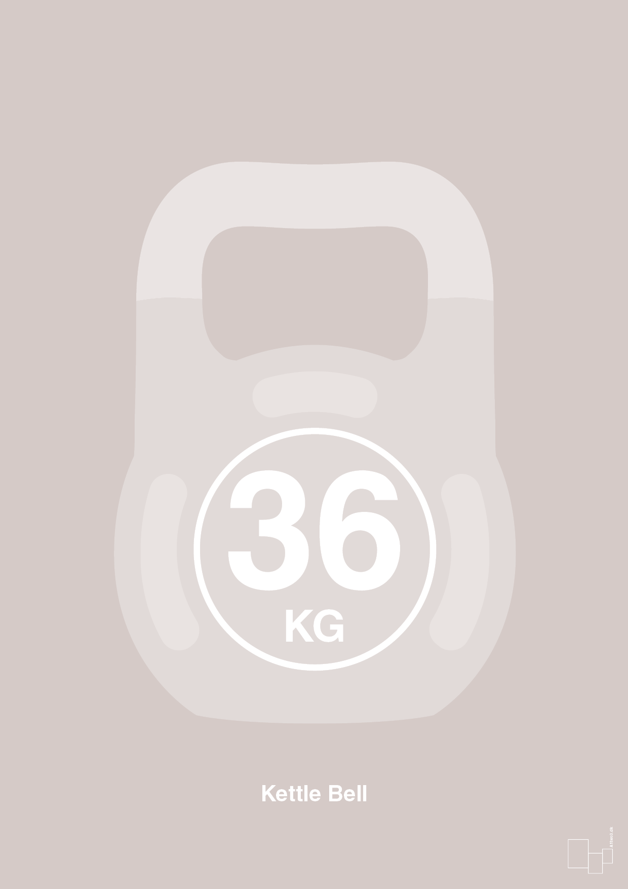 plakat: kettle bell 36 kg - broken beige-Fitness-A1two3