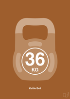 plakat: kettle bell 36 kg - cognac-Fitness-A1two3