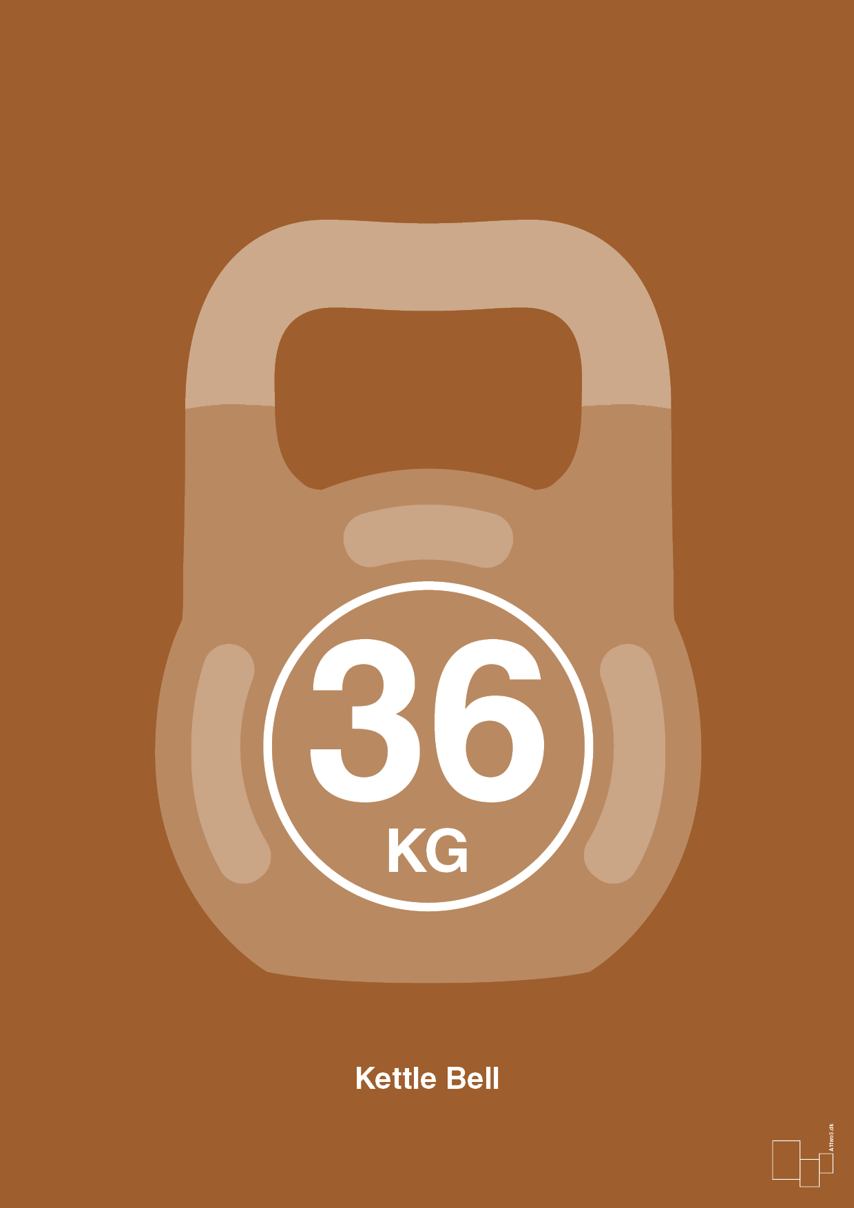 plakat: kettle bell 36 kg - cognac-Fitness-A1two3