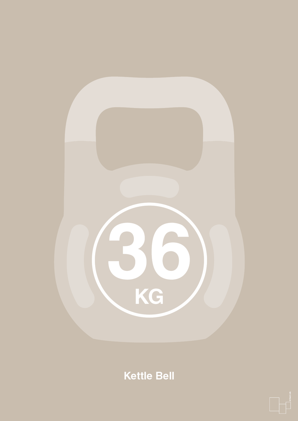 plakat: kettle bell 36 kg - creamy mushroom-Fitness-A1two3